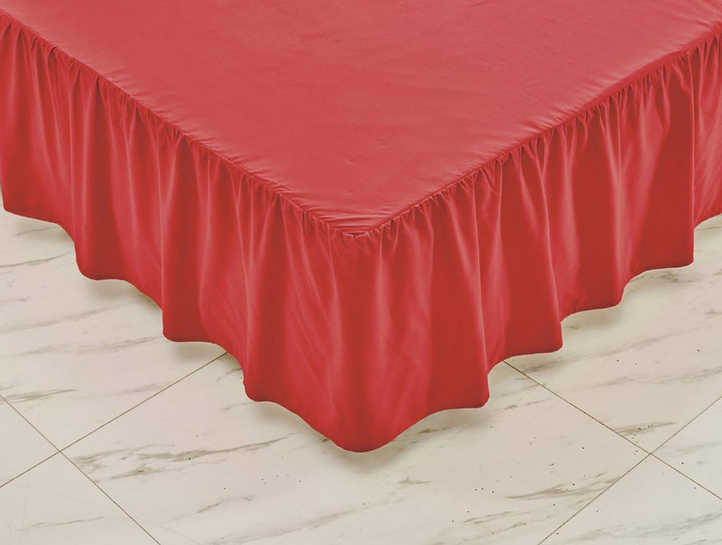 Sheets & Beyond Wrap Around Solid Microfiber Luxury Hotel Quality Fabric Bedroom Gathered Ruffled Bedding Bed Skirt 14 Inch Drop (Queen, Red) - Image 5
